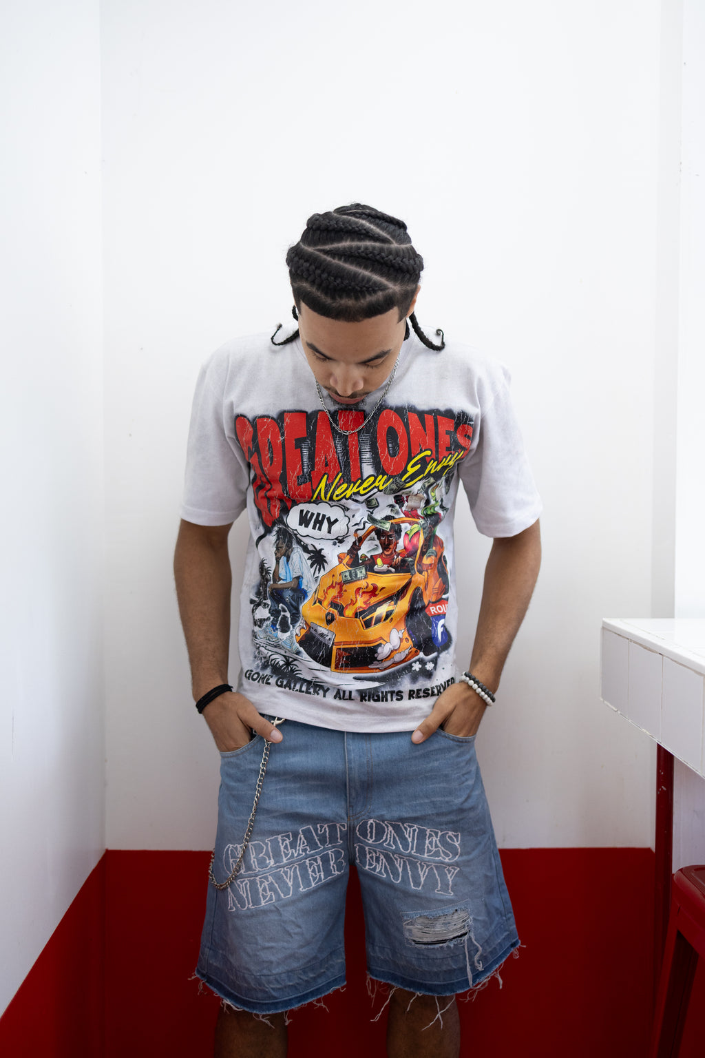Star Patched Jorts (Blue)