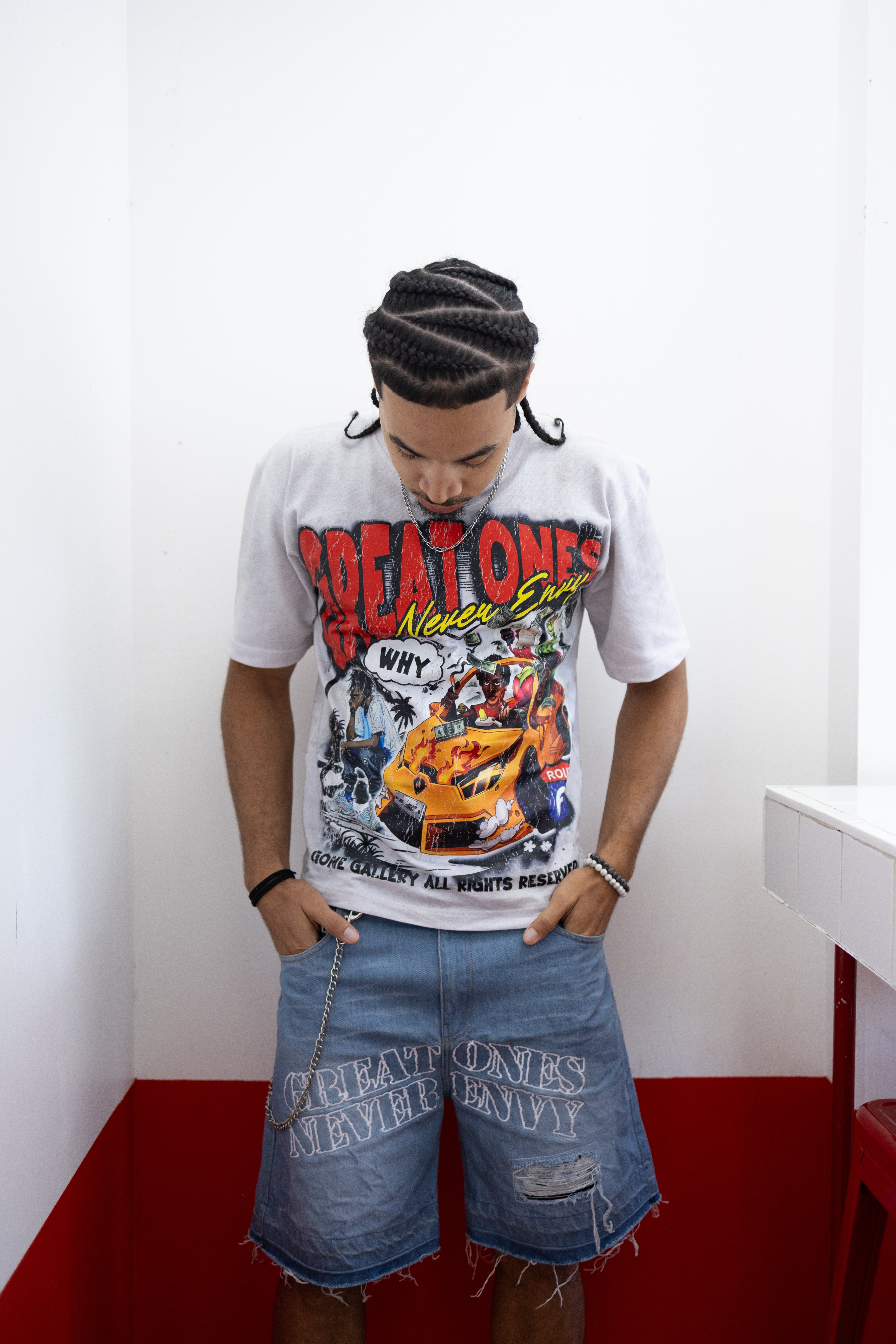 Star Patched Jorts (Blue)